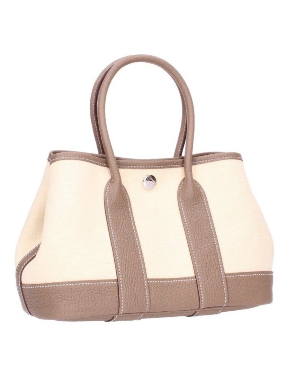 Hermes Neo Garden Party Silver Negonda Toile Vanilla Etoupe Handbag 23